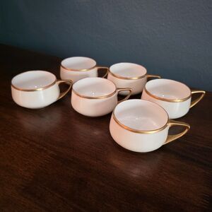 Lot of 6 Rosenthal Bavaria Donatello White Flat Cup Gold Handle & Rim